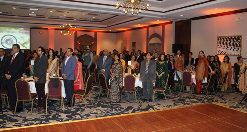 Singing the national anthem at Republic Day event