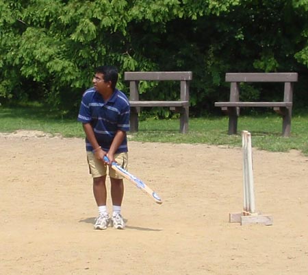 Cricket batter at FICA picnic
