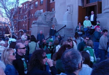 Crowd at Saint Colman Catholic Church on Saint Patrick's Day (photo by Dan Hanson)