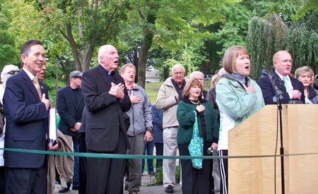 Singing the national anthem at the Irish Cultural Garden - Cleveland Irish Cultural Garden photos by Dan Hanson