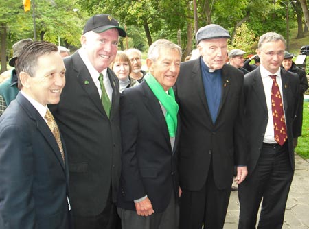 Dennis Kucinich, Martin Sweeney, George Voinovich, Fr. Jim O'Donnell and William Golden