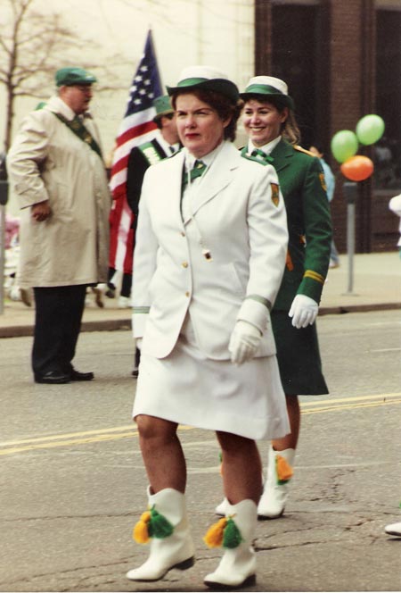 Mary McCluskey marching in St Patrick's Day Parade