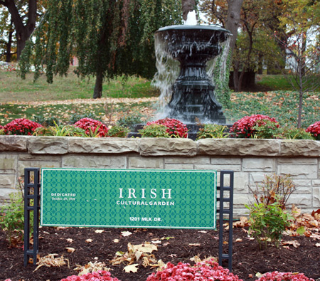 Irish Cultural Garden with new fountain