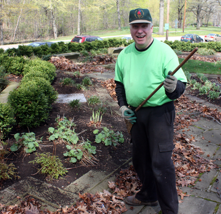 Bob Crawford working in the Cleveland Irish Cultural Garden 