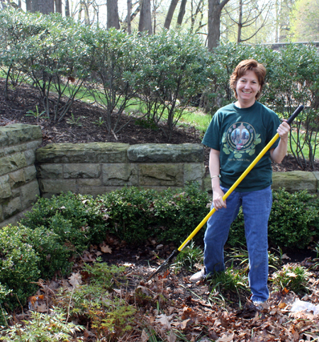 Peggy Barman working in the Cleveland Irish Cultural Garden