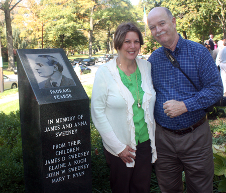 Maureen and Tom McCauley in front of Padraig Pearse