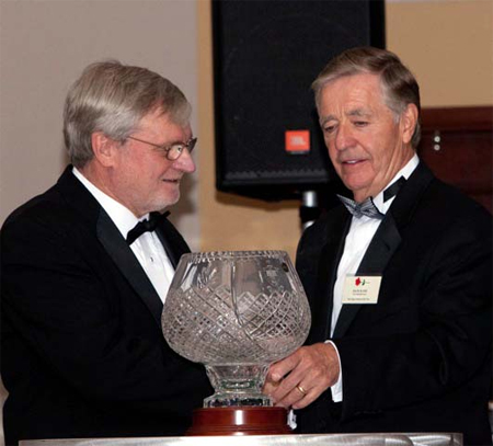 Jack Kahl receiving award from Gerry Quinn