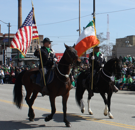Horses with Irish and US Flags at Cleveland Parade