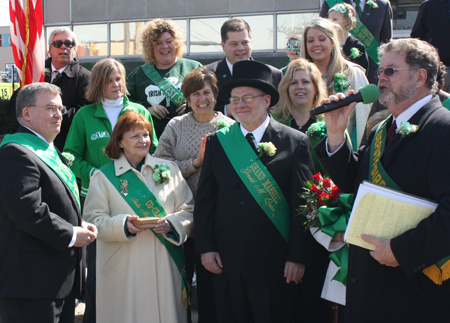 Grand Marshall Gerald M. Quinn blew the whistle to begin the 2011 Cleveland St. Patrick's Day Parade