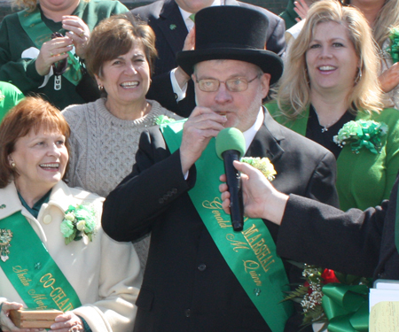 Grand Marshall Gerald M. Quinn blew the whistle to begin the 2011 Cleveland St. Patrick's Day Parade