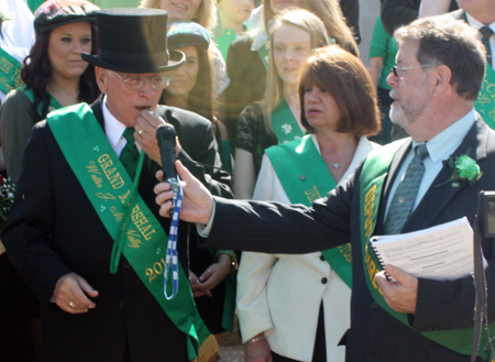 Cleveland St Patrick's Day Parade Grand Marshall Walter Mickey McNally blows the whistle