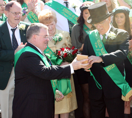 Cleveland St Patrick's Day Parade Grand Marshall Walter Mickey McNally blows the whistle