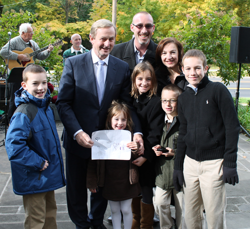 Taoiseach Enda Kenny with Lochlainn O'hAimhirgin family