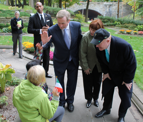 Enda Kenny, Ed Crawford and Sheila Murphy Crawford at Irish Cultural Garden in Cleveland