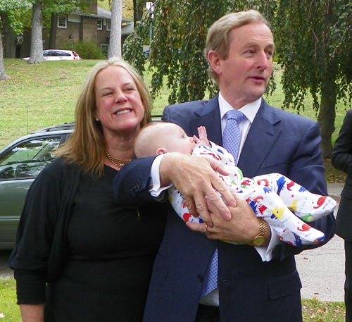 Taoiseach Enda Kenny with mother and baby