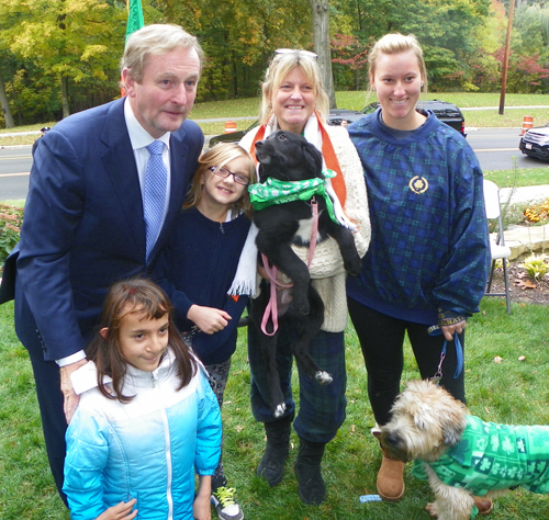 Irish Taoiseach Enda Kenny and family with dogs