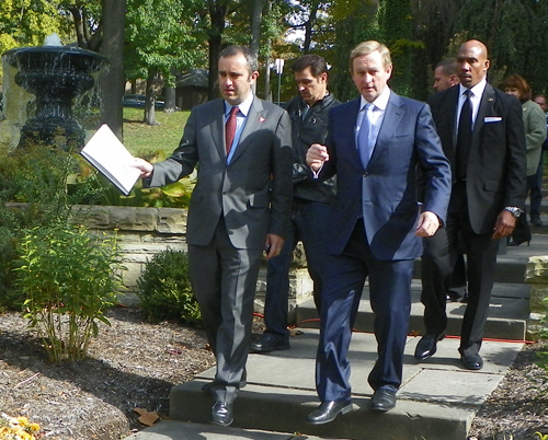 Taoiseach Enda Kenny leaving the Irish Cultural Graden