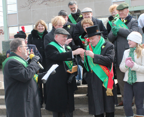 Patrick Murphy gave the official whistle to Parade Grand Marshall Kevin McGinty