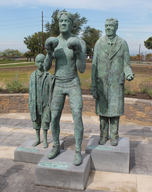 Johnny Kilbane Statue in Battery Park in Cleveland Ohio - Fighting Heart plaque