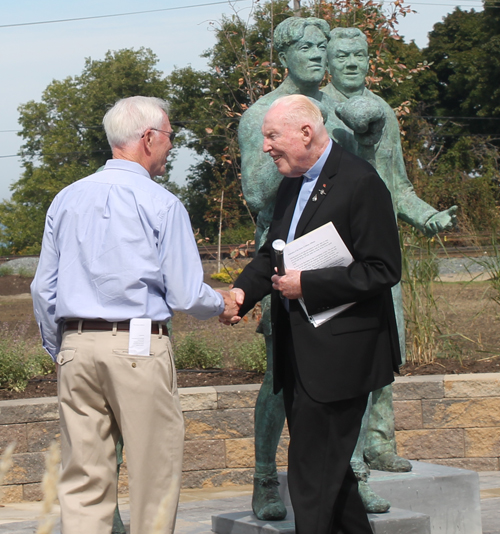 Fr Jim O'Donnell blessing the Johnny Kilbane statue