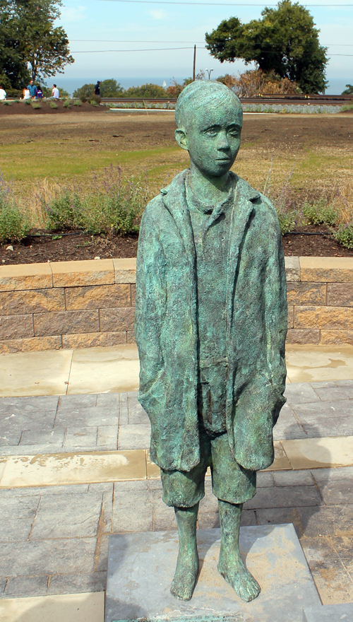 Johnny Kilbane Statue in Battery Park in Cleveland Ohio - young Johnny