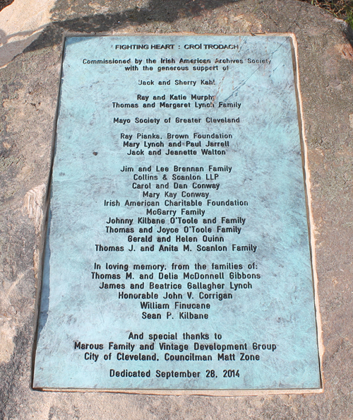 Johnny Kilbane Statue in Battery Park in Cleveland Ohio - Fighting Heart plaque