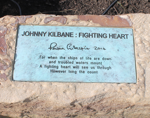 Johnny Kilbane Statue in Battery Park in Cleveland Ohio - Fightinh Heart plaque