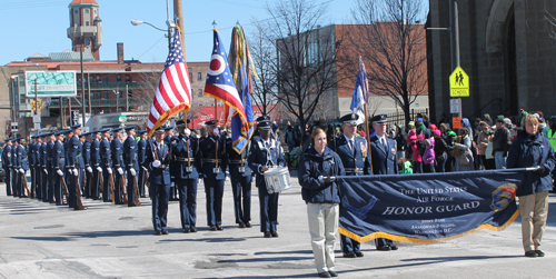 US Air Force Honor Guard marching at Cleveland St Patrick's Day Parade