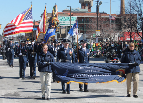 US Air Force Honor Guard marching at Cleveland St Patrick's Day Parade