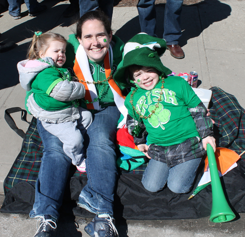 2014 Cleveland St Patrick's Day Parade people MOm and kids