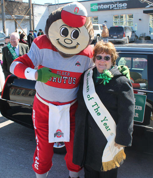 Brutus Buckeye and WSIAC Woman of the Year Midge Gannon 