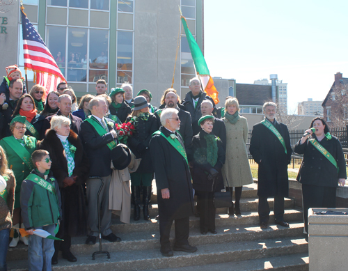 Singing the US and Irish anthems