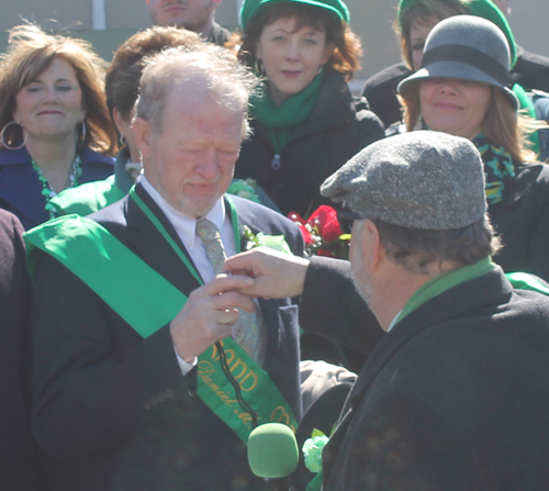 Grand Marshall Daniel Corcoran gets the official whistle