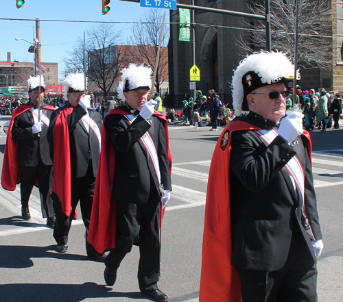 Cleveland Knights of Columbus marching in the 148th Cleveland St Patrick's Day Parade