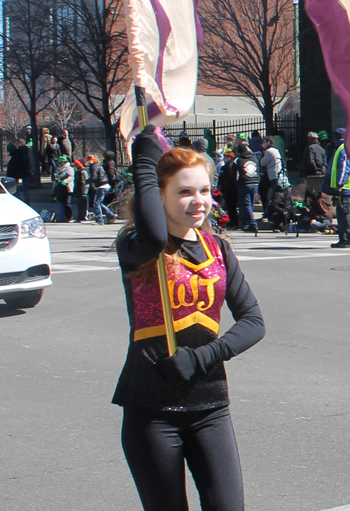 Walsh Jesuit High School Band  marching in the 148th Cleveland St Patrick's Day Parade