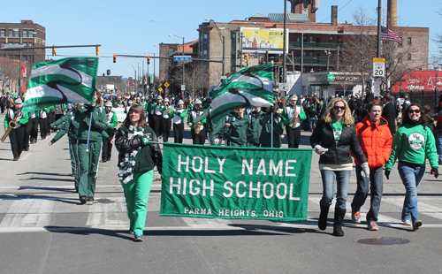 Holy Name High School band in the 148th Cleveland St Patrick's Day Parade