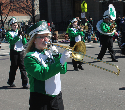 Holy Name High School band in the 148th Cleveland St Patrick's Day Parade