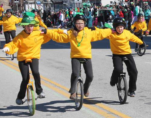 St. Helen Unicycle Drill Team at Cleveland St Patrick's Day Parade 2015