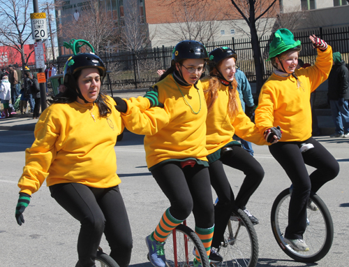 St. Helen Unicycle Drill Team at Cleveland St Patrick's Day Parade 2015