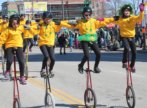 St. Helen Unicycle Drill Team at Cleveland St Patrick's Day Parade 2015