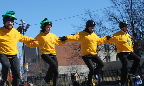 St. Helen Unicycle Drill Team at Cleveland St Patrick's Day Parade 2015