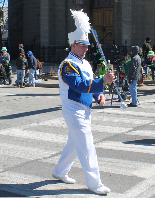 Notre Dame College Band marching in the 148th Cleveland St Patrick's Day Parade