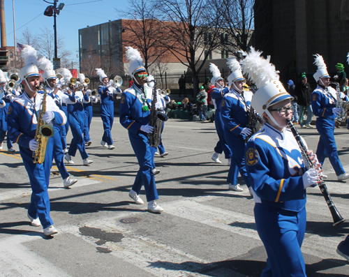 Notre Dame College Band marching in the 148th Cleveland St Patrick's Day Parade