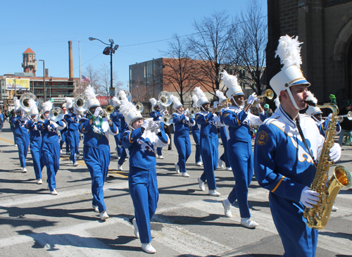 Notre Dame College Band marching in the 148th Cleveland St Patrick's Day Parade