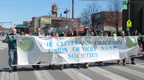 The Cleveland Diocesan Union of Holy Name Societies  marching in the 148th Cleveland St Patrick's Day Parade