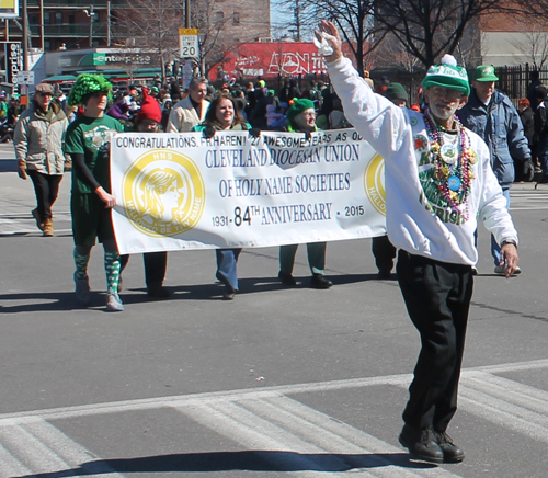 The Cleveland Diocesan Union of Holy Name Societies  marching in the 148th Cleveland St Patrick's Day Parade