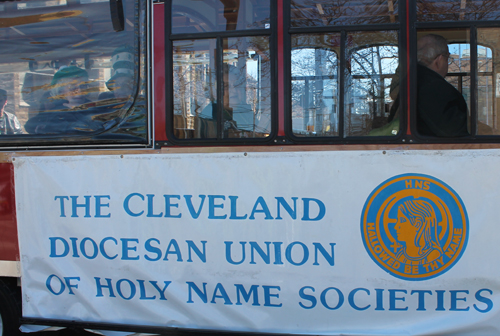 The Cleveland Diocesan Union of Holy Name Societies  marching in the 148th Cleveland St Patrick's Day Parade