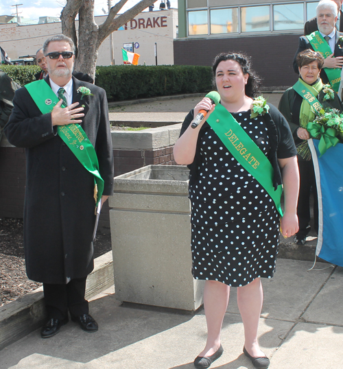 Katie Cooper sang the Irish National Anthem in Gaelic and then the United States National Anthem