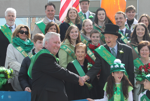 Bill Carney congratulates Grand Marshall Jack Coyne