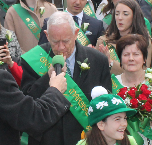 Grand Marshall Jack Coyne blew the whistle to officially start the 2016 Cleveland St. Patrick's Day Parade.